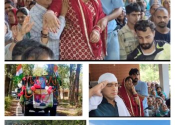 वीरांगना तनु ने लाल जोड़े में बलिदानी पति लांस नायक मनीष ठाकुर को अंतिम विदाई , छोटे भाई मनीष ठाकुर ने दी शहीद को मुखाग्नि