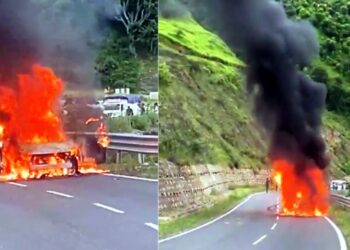सिरमौर: नैशनल हाईवे पर चलती कार बनी आग का गोला, जानें कैसे बची 4 सवाराें की जान