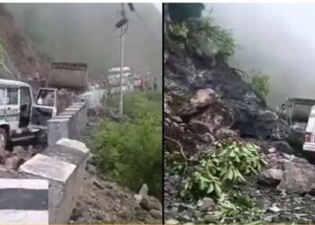 नाहन: NH से गुजर रहे वाहनों पर अचानक दरका पहाड़, दो गाड़ियां चपेट में आईं….