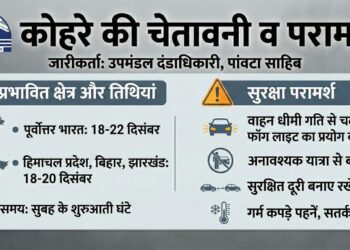 घने कोहरे की संभावना के दृष्टिगत जनहित परामर्श : एसडीएम गुंजीत सिंह चीमा