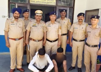 जिला सिरमौर, पुलिस थाना नाहन क्षेत्र में दो आरोपियों से 6.80 ग्राम हेरोईन(चिट्टा) बरामद