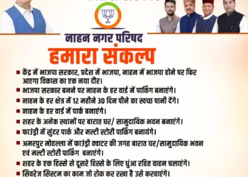 नाहन में साढ़े तीन साल में कांग्रेस सरकार ने विकास का एक भी नया काम नहीं किया : डॉ. राजीव बिंदल