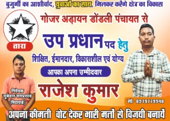 पांवटा साहिब : ग्राम पंचायत गोजर अडेन ( ड़ोडली ) से उप प्रधान पद प्रत्याशी राजेश कुमार का चुनाव निशान स्टार